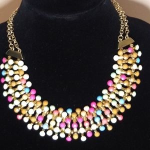 Egyptian style colorful acrylic beads gold tone necklace